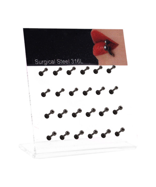 Σκουλαρίκι χειλιού Stainless Steel μαύρο μπίλια