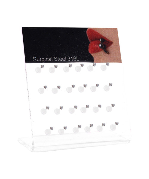 Σκουλαρίκι χειλιού Silicone 3 clip  AB Zircon