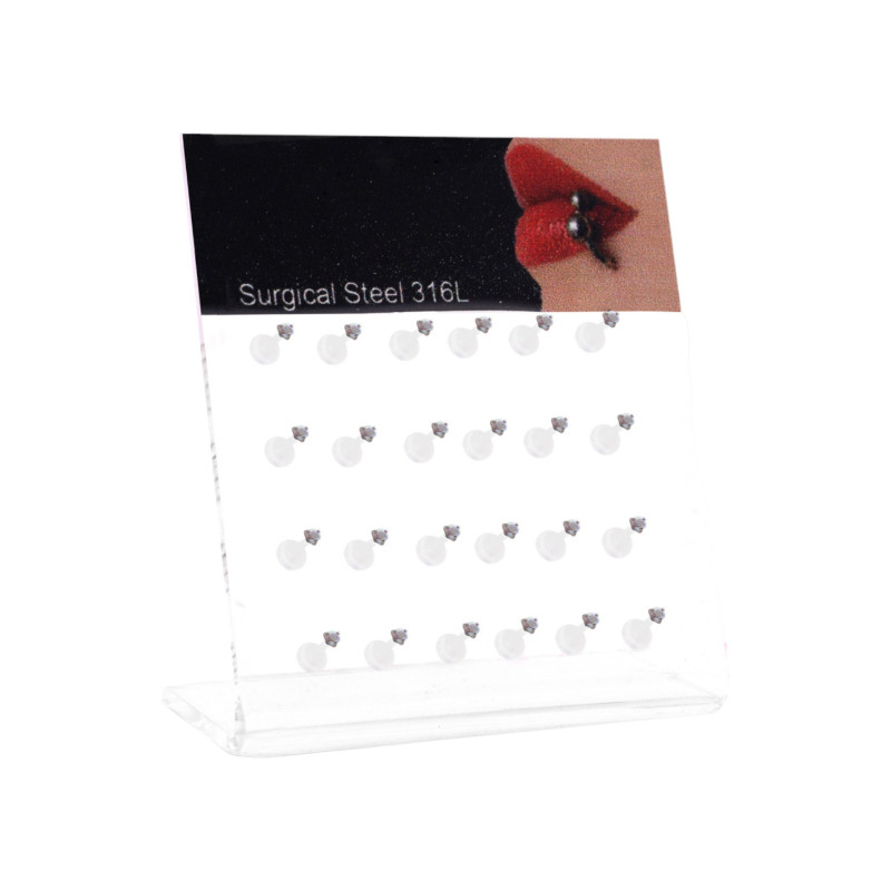 Σκουλαρίκι χειλιού Silicone 3 clip  AB Zircon