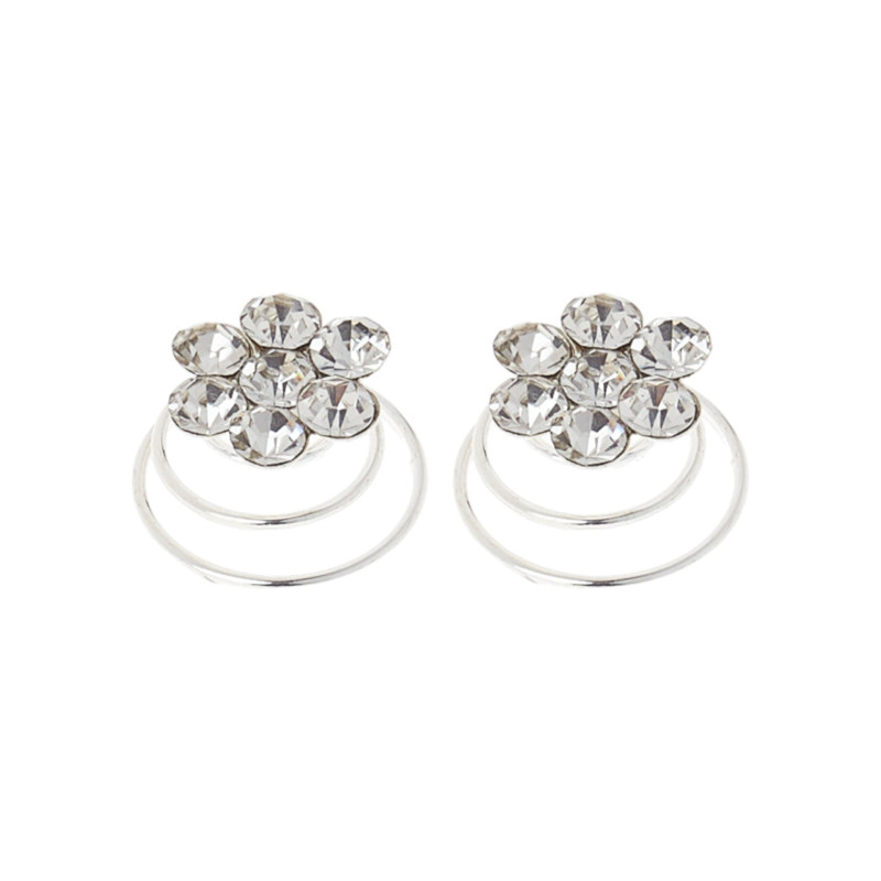 Βίδες μαλλίων στρας σχέδιο λουλούδι  σετ 2 τεμ