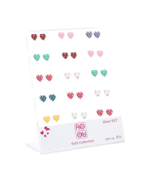 Σκουλαρίκι αυτιού Ασήμι 925 καρδιά 6 mm Rhodium plated