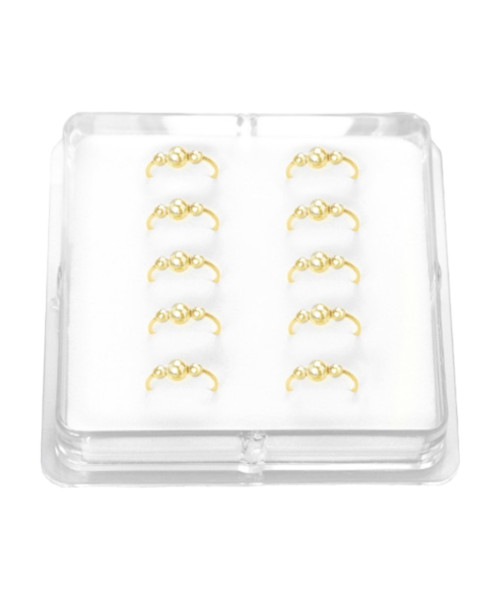 Σκουλαρίκι Κρίκος Μύτης Ασήμι 925 3 μπίλιες χρυσό