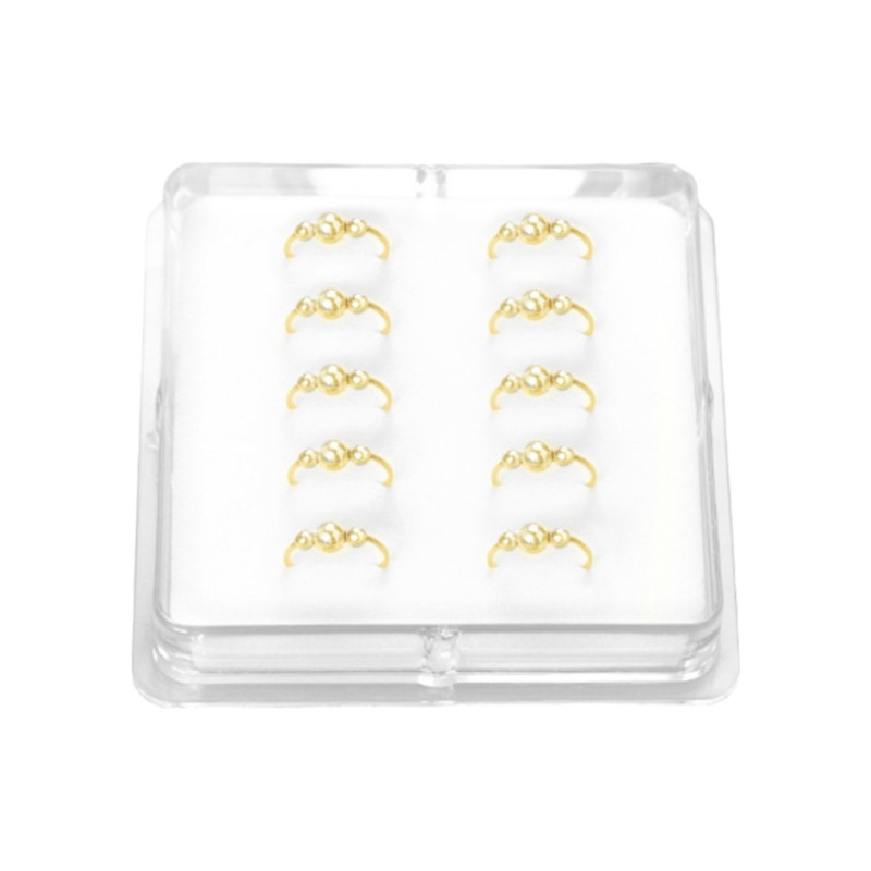 Σκουλαρίκι Κρίκος Μύτης Ασήμι 925 3 μπίλιες χρυσό