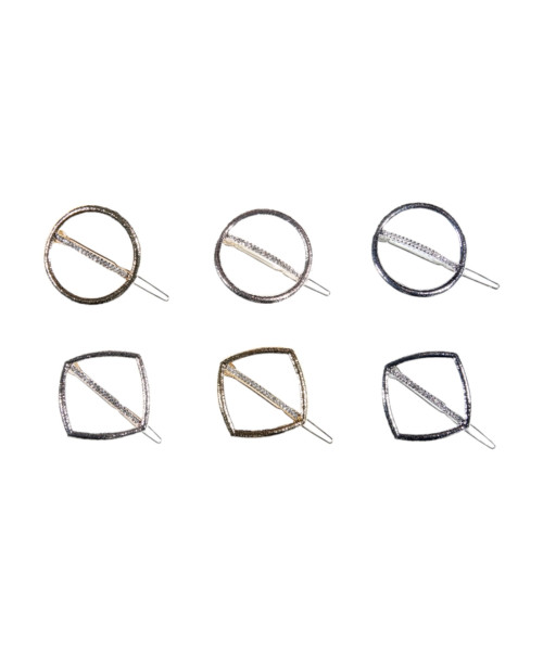 Κλιπ Μεταλλικό Γεωμετρικό με Στρας