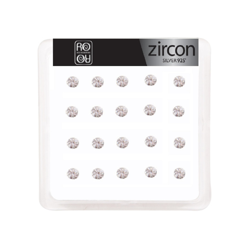 Σκουλαρίκι μύτης Silver 925  4 clip Zircon 3 mm