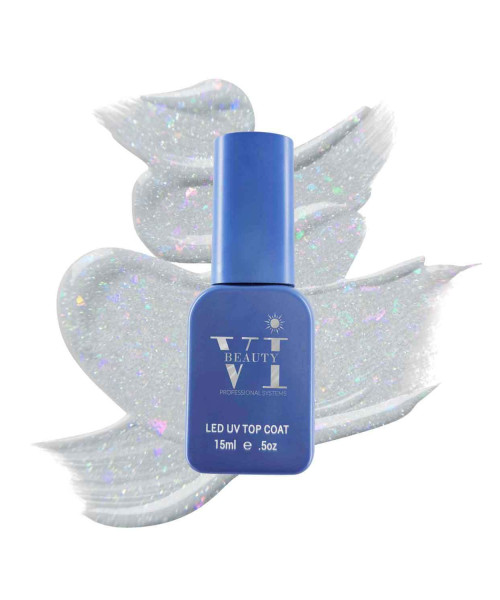 DISCO RAINBOW FLAKE NON WIPE TOP COAT 15ML- Mixcoco