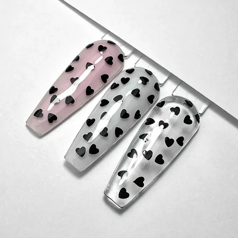 HEART SHAPE BLACK NON WIPE TOP COAT 15ML - SKU 100300-1