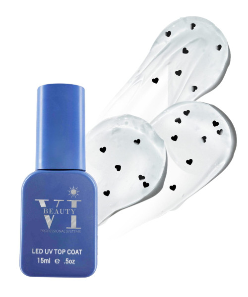 HEART SHAPE BLACK NON WIPE TOP COAT 15ML - SKU 100300-1