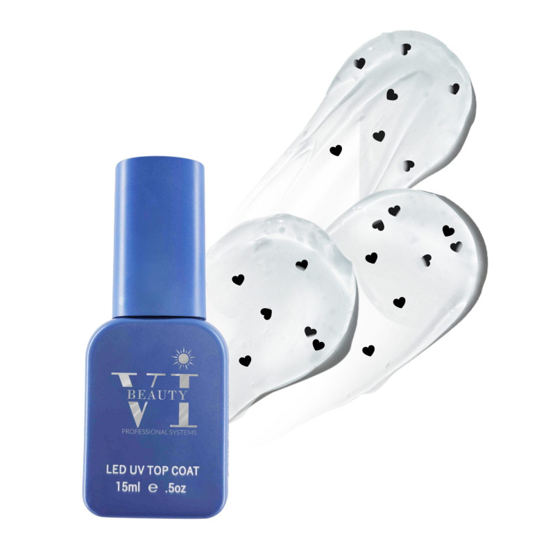 HEART SHAPE BLACK NON WIPE TOP COAT 15ML - SKU 100300-1