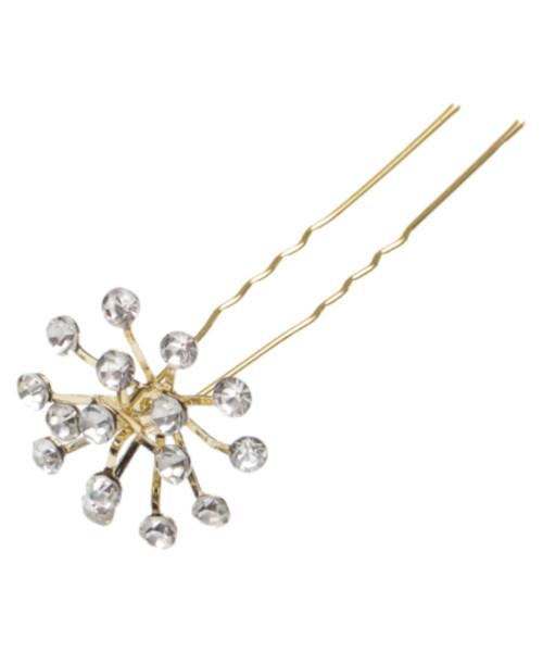 Φουρκέτα μαλλιών χρυσή με στρας στυλ bouquet