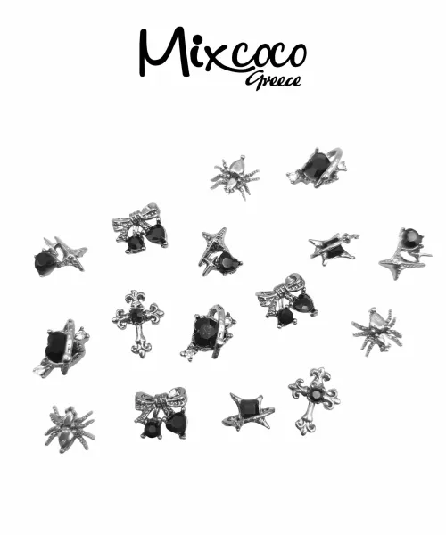 JEWELS ΜΕΤΑΛΛΙΚΑ ΔΙΑΚΟΣΜΗΤΙΚΑ 2 ΤΕΜ DARK 01- Mixcoco