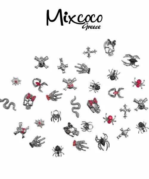 JEWELS ΜΕΤΑΛΛΙΚΑ ΔΙΑΚΟΣΜΗΤΙΚΑ 2 ΤΕΜ DARK 03- Mixcoco