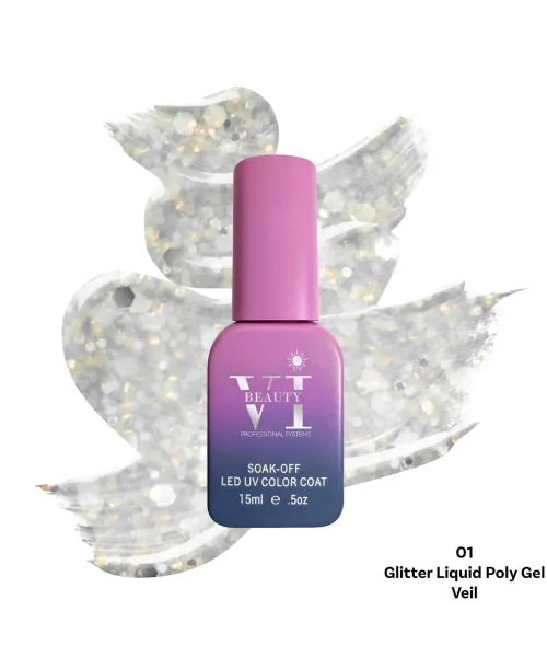 GLITTER LIQUID POLY GEL 01 VEIL 15ML - SKU 175001-01