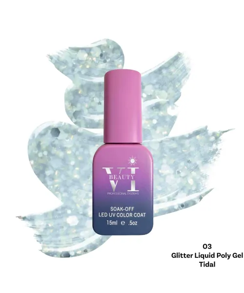 GLITTER LIQUID POLY GEL 03 TIDAL 15ML - SKU 175001-03