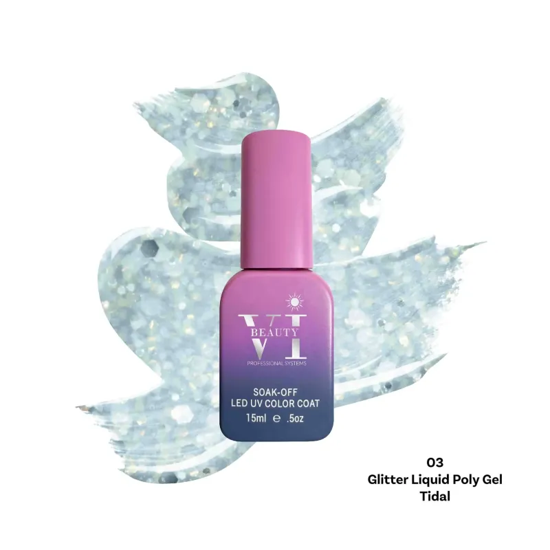 GLITTER LIQUID POLY GEL 03 TIDAL 15ML - SKU 175001-03
