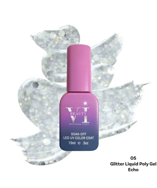 GLITTER LIQUID POLY GEL 05 ECHO 15ML - SKU 175001-05