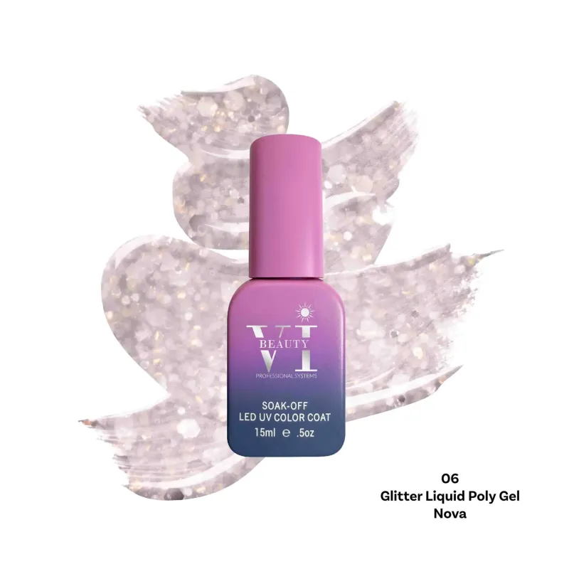 GLITTER LIQUID POLY GEL 06 NOVA 15ML - SKU 175001-06