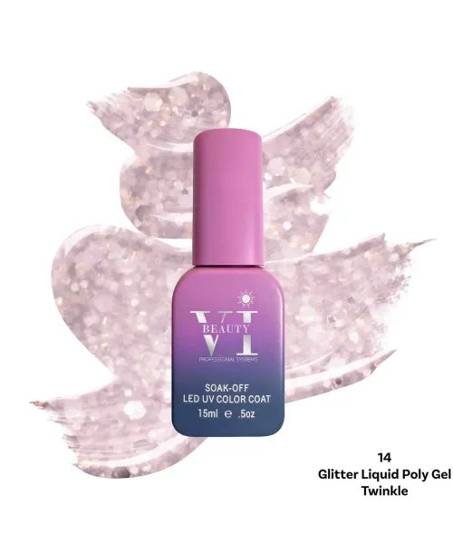 GLITTER LIQUID POLY GEL 14 TWINKLE 15ML - SKU 175001-14