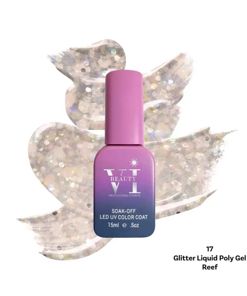 GLITTER LIQUID POLY GEL 17 REEF 15ML - SKU 175001-17