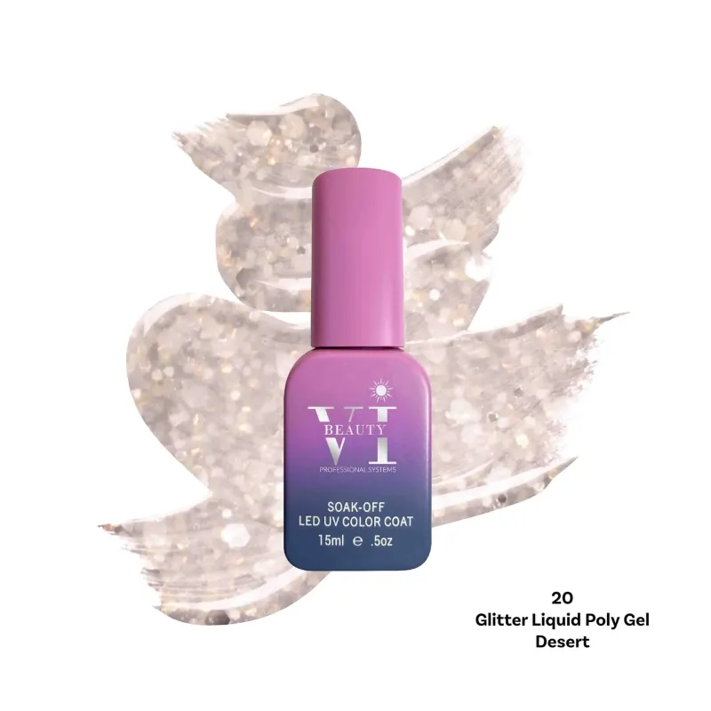 GLITTER LIQUID POLY GEL 20 DESERT 15ML - SKU 175001-20