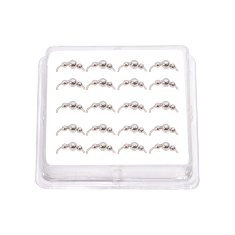 Σκουλαρίκι Κρίκος Μύτης Ασήμι 925 3 μπίλιες