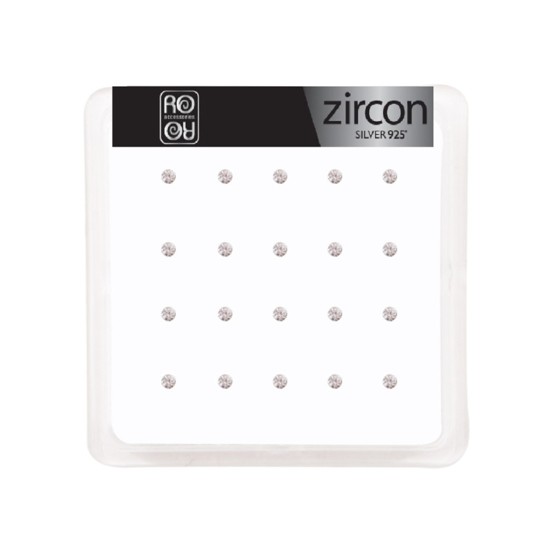 Σκουλαρίκι μύτης Silver 925 4 clip Zircon 2 mm με μπίλια