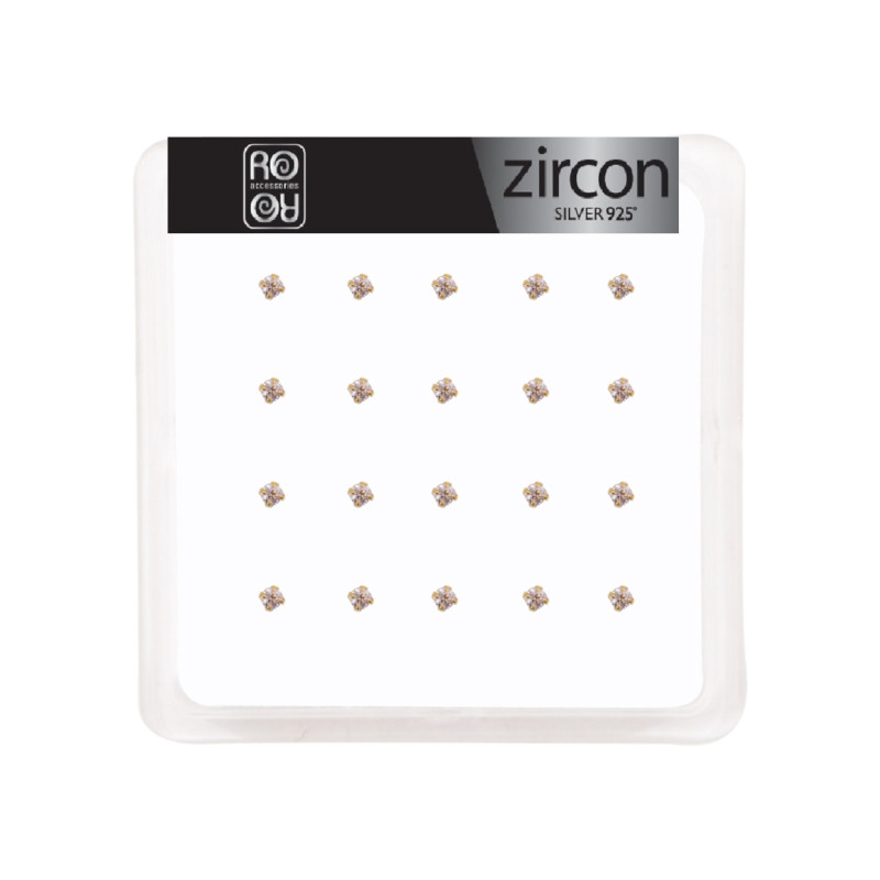 Σκουλαρίκι μύτης Silver 925 χρυσό 4 clip Zircon 2 mm