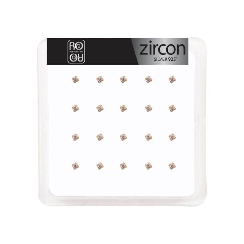 Σκουλαρίκι μύτης Silver 925 χρυσό 4 clip Zircon 2 mm με μπίλια