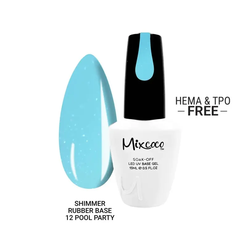 SHIMMER RUBBER BASE 12 POOL PARTY 15ML - SKU 100196-12