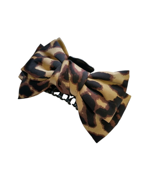 Κλάμερ μαλλιών φιόγκος animal print 7 cm