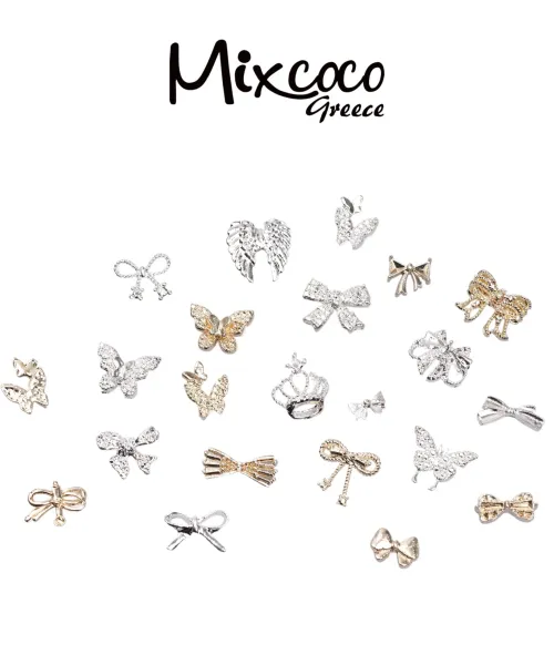 ΜΕΤΑΛΛΙΚΑ ΔΙΑΚΟΣΜΗΤΙΚΑ ΝΥΧΙΩΝ SILVER&GOLD MIXED 1ΤΕΜ- Mixcoco