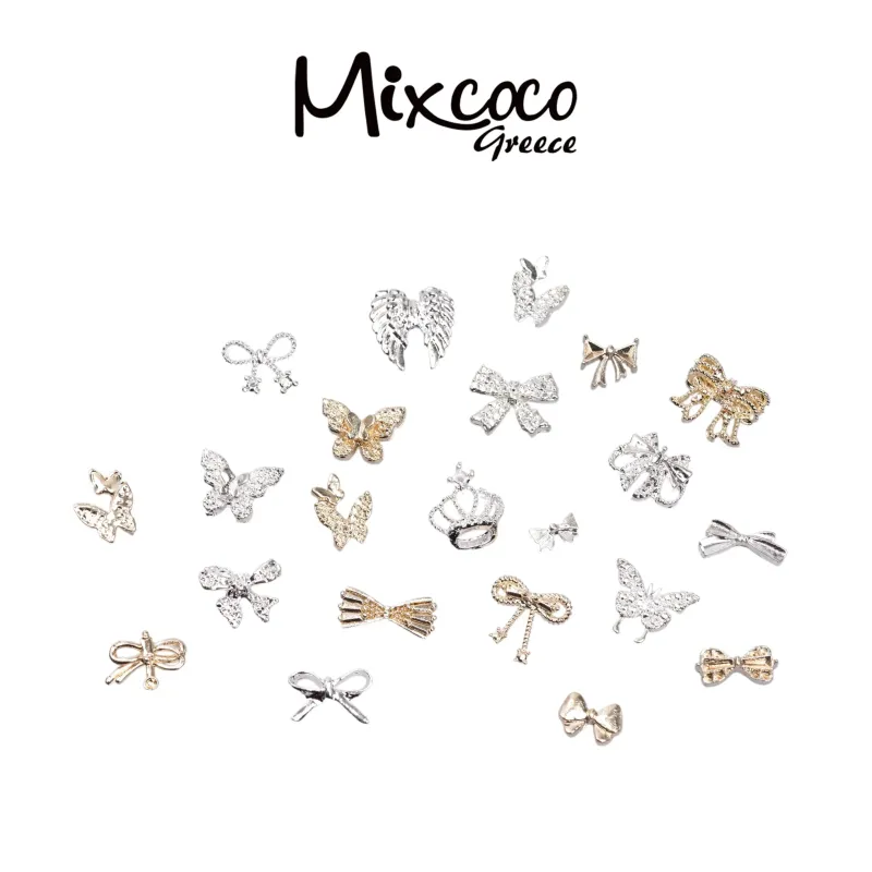ΜΕΤΑΛΛΙΚΑ ΔΙΑΚΟΣΜΗΤΙΚΑ ΝΥΧΙΩΝ SILVER&GOLD MIXED 1ΤΕΜ- Mixcoco