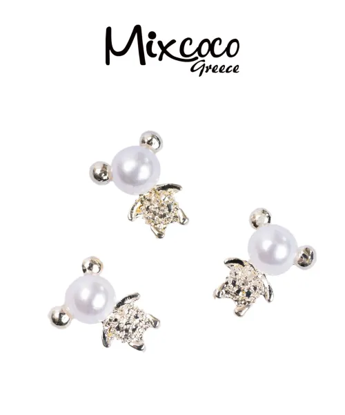 JEWEL PEARL BEAR GOLD 2ΤΕΜ- Mixcoco