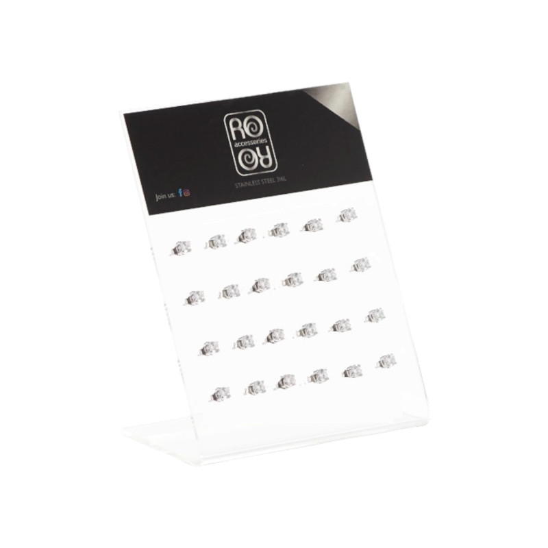 Σκουλαρίκια αυτιού Stainless steel με zircon 3 mm ασημί