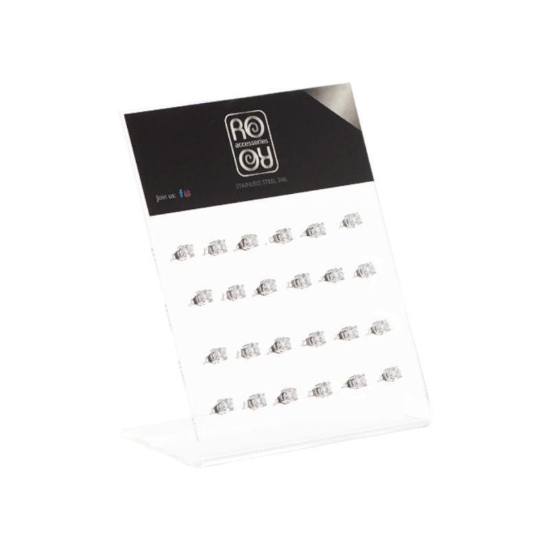 Σκουλαρίκια αυτιού Stainless steel με zircon 4 mm ασημί