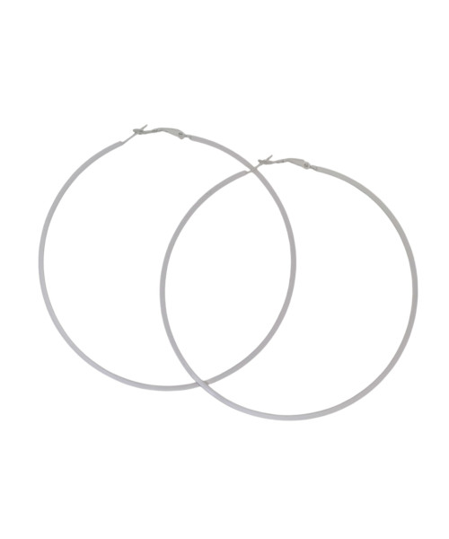 Σκουλαρίκια αυτιών κρίκοι ματ ασημί 90mm