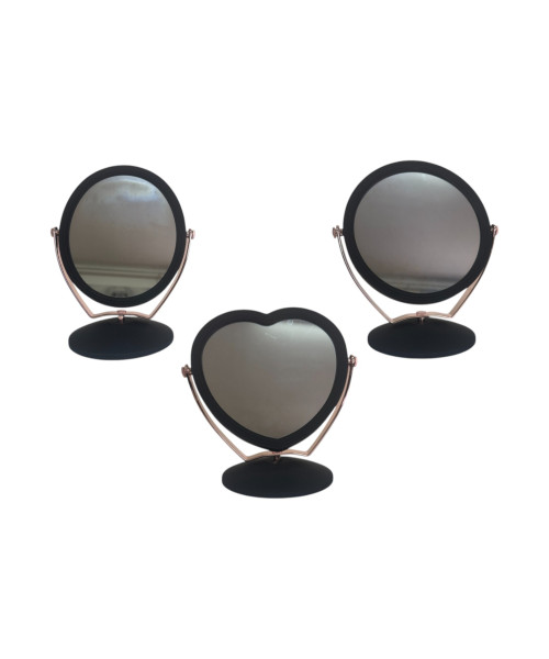 Επιτραπέζιος καθρέπτης 2πλής όψεως Μαυρο & rose gold λεπτομερειες