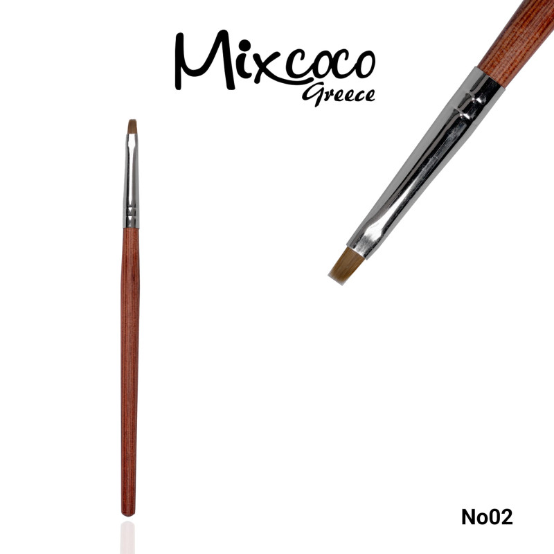 ΕΠΑΓΓΕΛΜΑΤΙΚΟ ΠΙΝΕΛΟ KOLINSKY ΞΥΛΙΝΟ NO02 ΓΙΑ GEL ΤΕΤΡΑΓΩΝΟ- Mixcoco