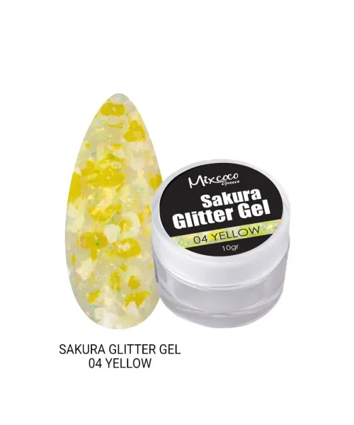SAKURA GLITTER GEL 04 YELLOW - SKU 150600-04