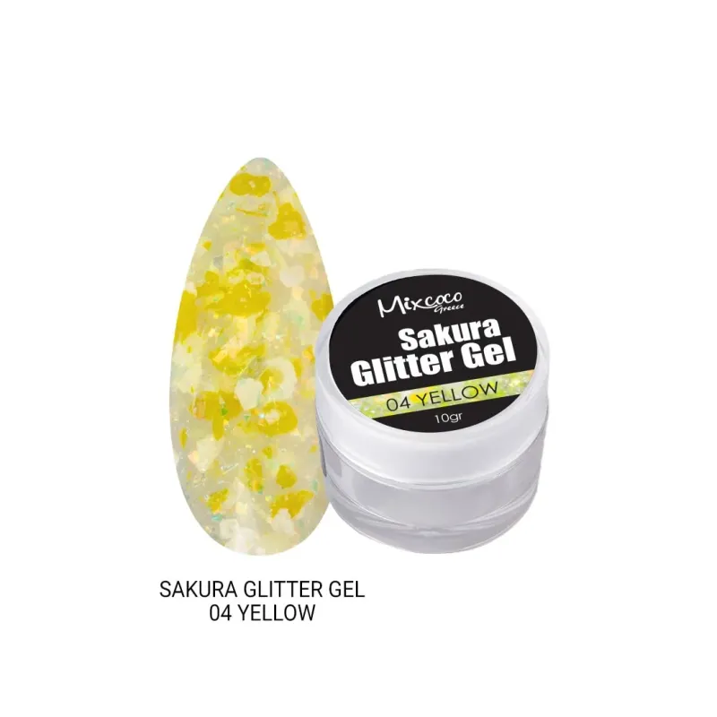 SAKURA GLITTER GEL 04 YELLOW - SKU 150600-04