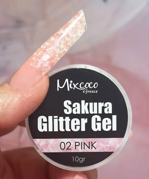 SAKURA GLITTER GEL 02 PINK - SKU 150600-02