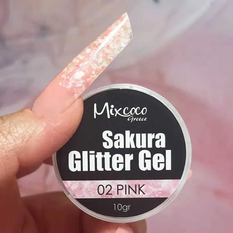 SAKURA GLITTER GEL 02 PINK - SKU 150600-02