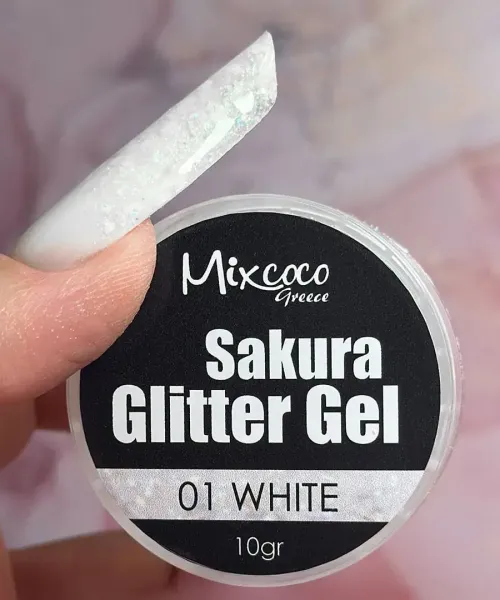 SAKURA GLITTER GEL 01 WHITE - SKU 150600-01