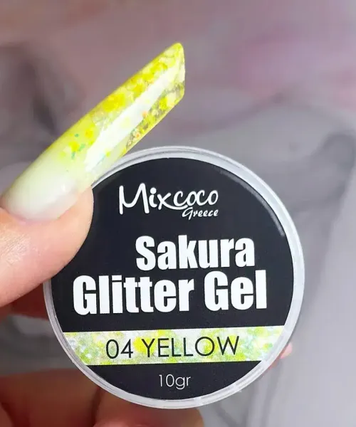SAKURA GLITTER GEL 04 YELLOW - SKU 150600-04