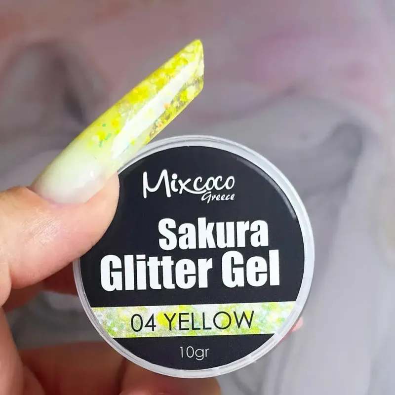 SAKURA GLITTER GEL 04 YELLOW - SKU 150600-04