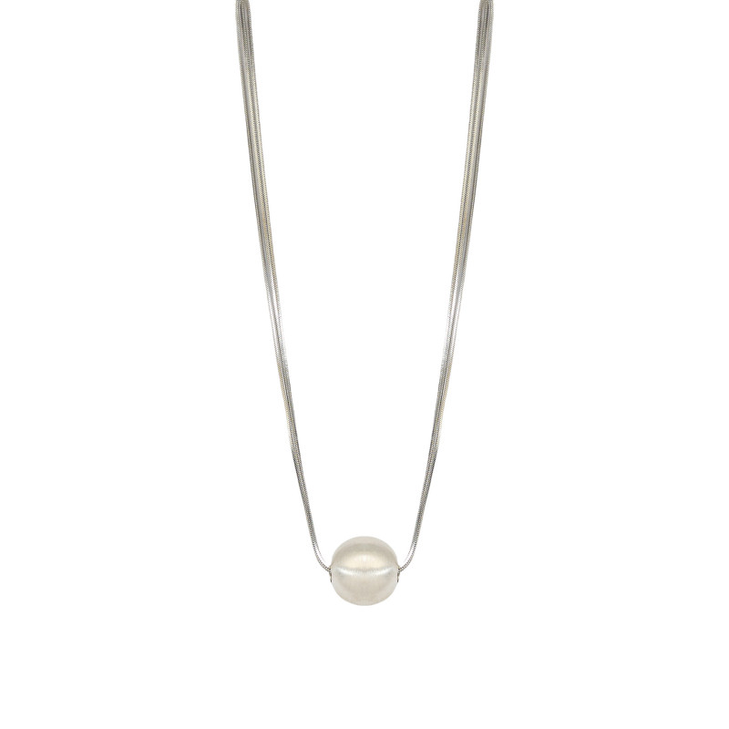 Γυναικείο κολιέ τριπλή αλυσίδα με  μπίλια 2mm