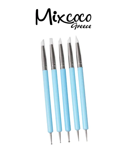 2 - WAY SILICONE - DOTTING TOOL 5PCS- Mixcoco