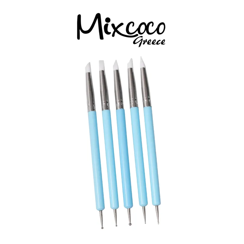 2 - WAY SILICONE - DOTTING TOOL 5PCS- Mixcoco