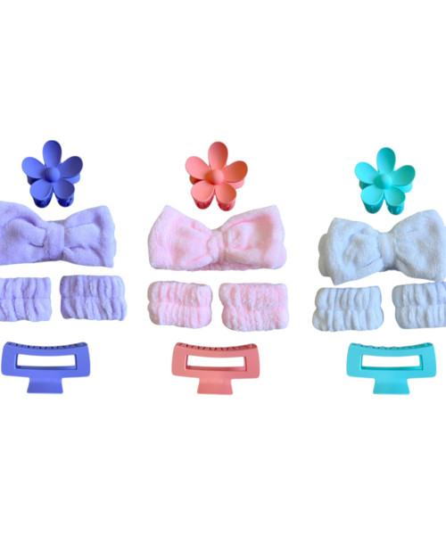 Σετ σπα με κορδελα μακιγιάζ , περικάρπια και κλάμερ , σετ 5 τμχ