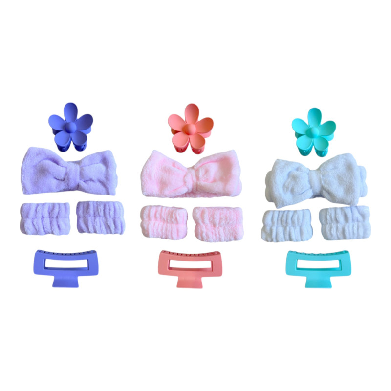 Σετ σπα με κορδελα μακιγιάζ , περικάρπια και κλάμερ , σετ 5 τμχ